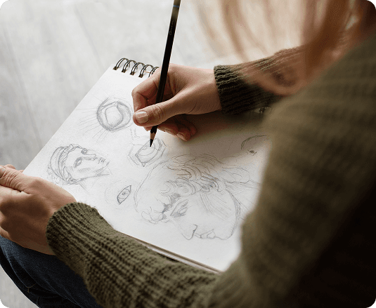 Person drawing with Drappy